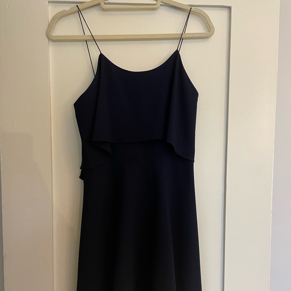 Alice & Olivia Navy Zipper Tiered Mini Dress